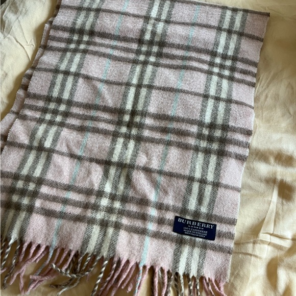 Burberry Soft Pink and Gray Checkered Scarf - Picture 1 of 1